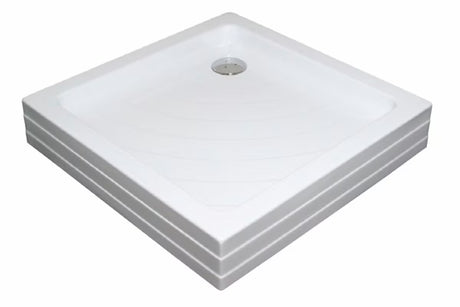 Balta kvadratinis dušo padėklas Ravak Angela PU 90x90 cm iš akrilo su savilaikiu paneliu