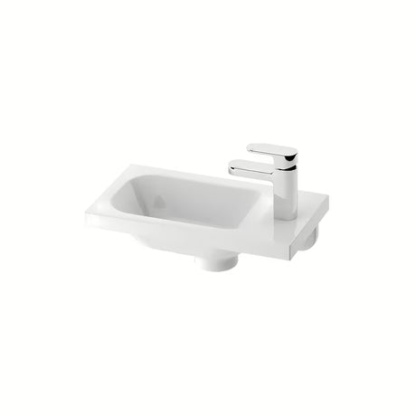 Baltas pakabinami mažas praustuvas Ravak Chrome 40 x 22 cm, dešininis variantas, be perpylimo