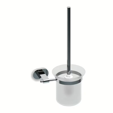 Sieninė WC šepetys Ravak Chrome blizgaus chromo spalvos su matinio stiklo indu.