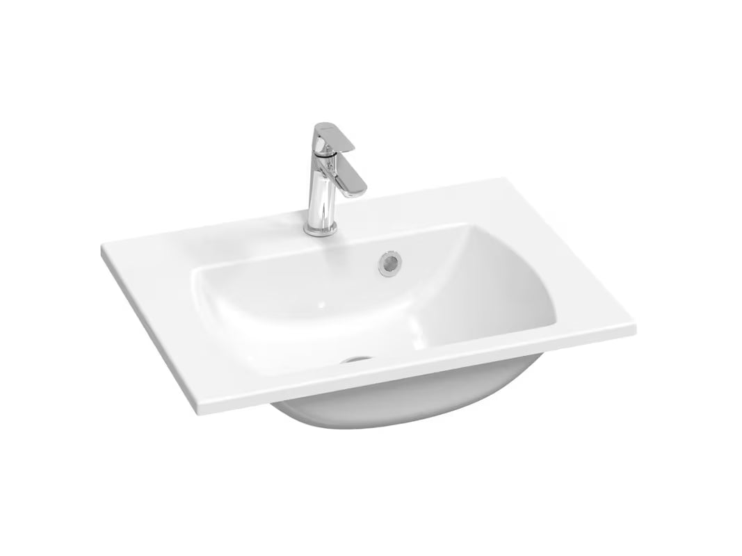 Baltas baldinis praustuvas Ravak Classic Slim 600 iš lieto marmuro su persipylimu