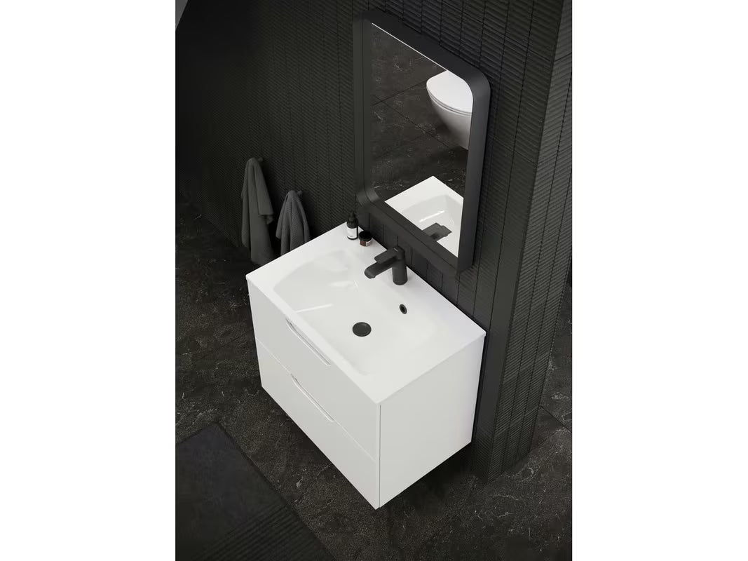 Baltas baldinis praustuvas Ravak Classic Slim 600 iš lieto marmuro su persipylimu