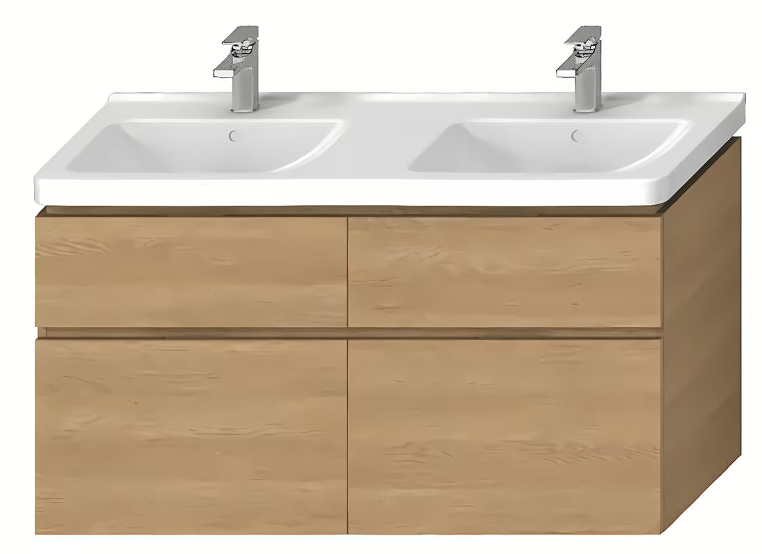 Pakabinama spintelė po praustuvu Ravak Cubito 128x46,7x68,3 cm, ąžuolo dekoro, su keturiais stalčiais