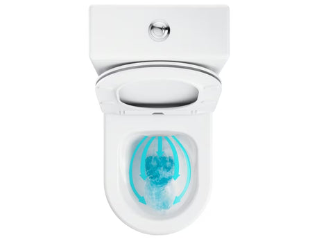 Baltas laisvai pastatomas klozetas Ravak Elegant RimOff su sėdyne softclose ir dvigubu nuleidimu 3/6 l.