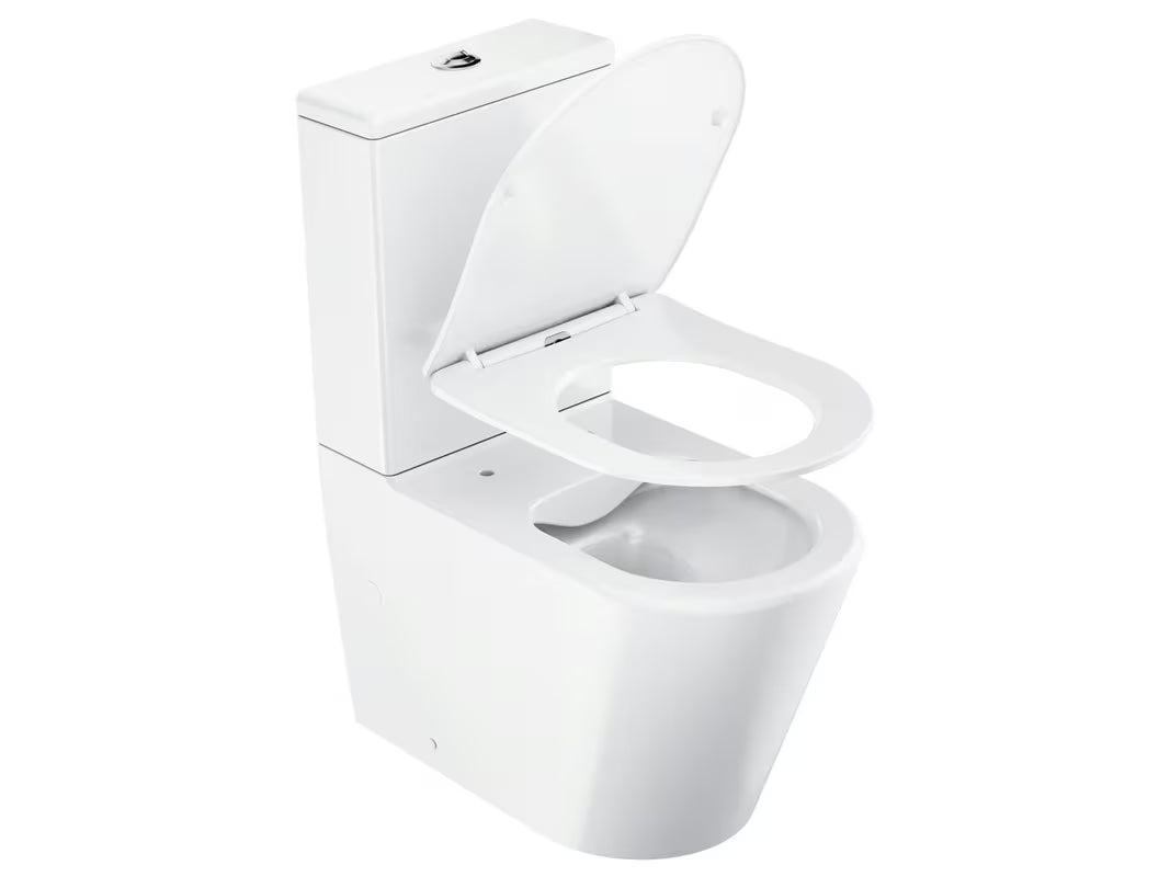 Baltas laisvai pastatomas klozetas Ravak Elegant RimOff su sėdyne softclose ir dvigubu nuleidimu 3/6 l.