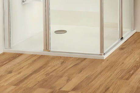 Balta pusapvalis dušo padėklas Ravak Elipso Pro 90x90 cm, iš lieto marmuro, su neslidžia danga.