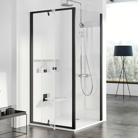 Ravak Pivot dušo durų šoninė sienelė  90 cm, juodu rėmu, su skaidriu stiklu