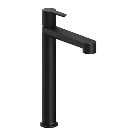 Juodas matinis stovintis praustuvo maišytuvas Ravak Puri be praustuvo dugno vožtuvas su FlexiFlow aeratoriumi.