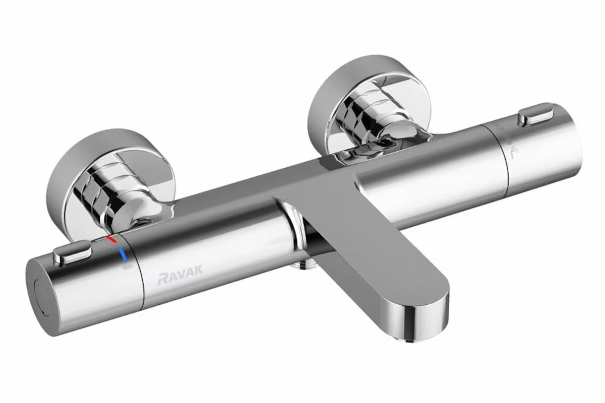 Chromuota termostatinė sieninė vonios maišytuvas Ravak Termo su CoolFeel technologija