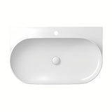 Baltas keraminis įleidžiamas praustuvas Ravak Yard 80,5x50 cm, minimalistinės formos, su daiktų pasidėjimo vieta