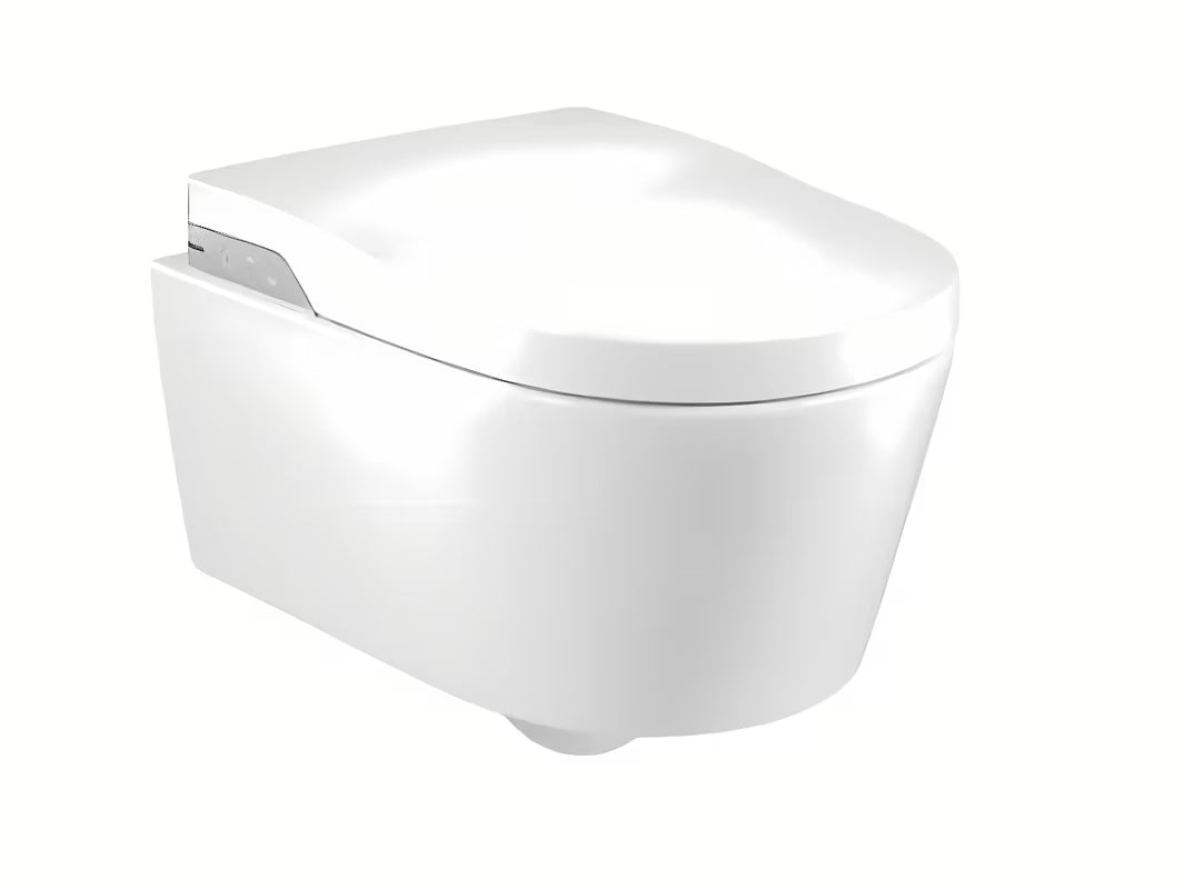 Pakabinamas KLOZETAS Roca Inspira In-Wash su integruota bidė funkcija, baltos spalvos, Rimless.