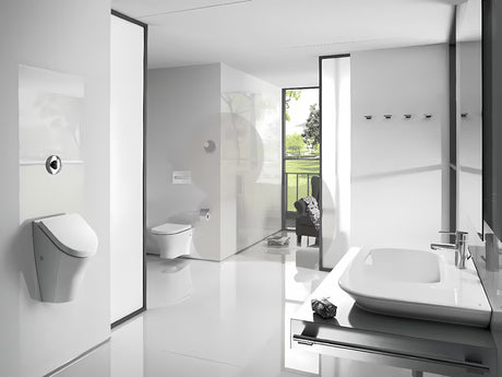 Baltas pisuaras Roca Nexo su radariniu jutikliu ir dangčiu softclose