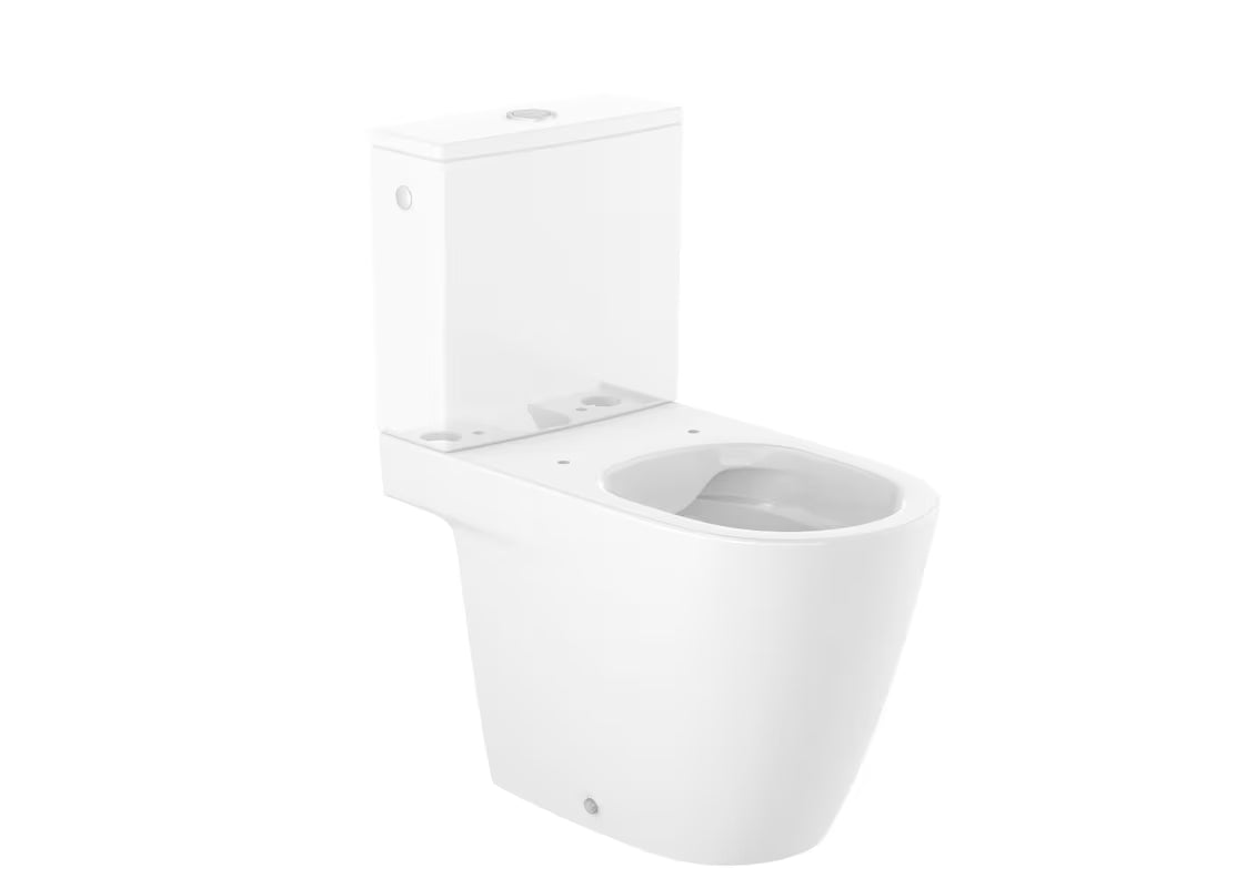 Baltas pastatomas WC pastatomas Roca Ona rimless  su vario nuotekų išvadu ir Roca Rimless® technologija.