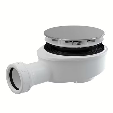 Žemas sifonas dušo padėklui Roth su plastikiniu chromuotu dangteliu, pro nutekėjimas 90 mm