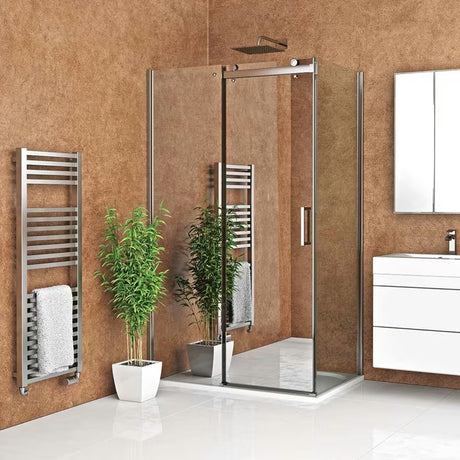Slankiojančios dušo durys Roth Ambient Line nišai, 140 cm, blizgus chromas, skaidrus stiklas.