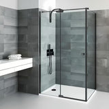 Dušo durų šoninė sienelė  Roth Elegant Neo Line 80 cm, juodos matinės apdailos