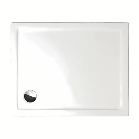 Stačiakampis dušo padėklas Roth Flat Kvadro 80x90 cm iš balto akrilo su žemu įėjimu