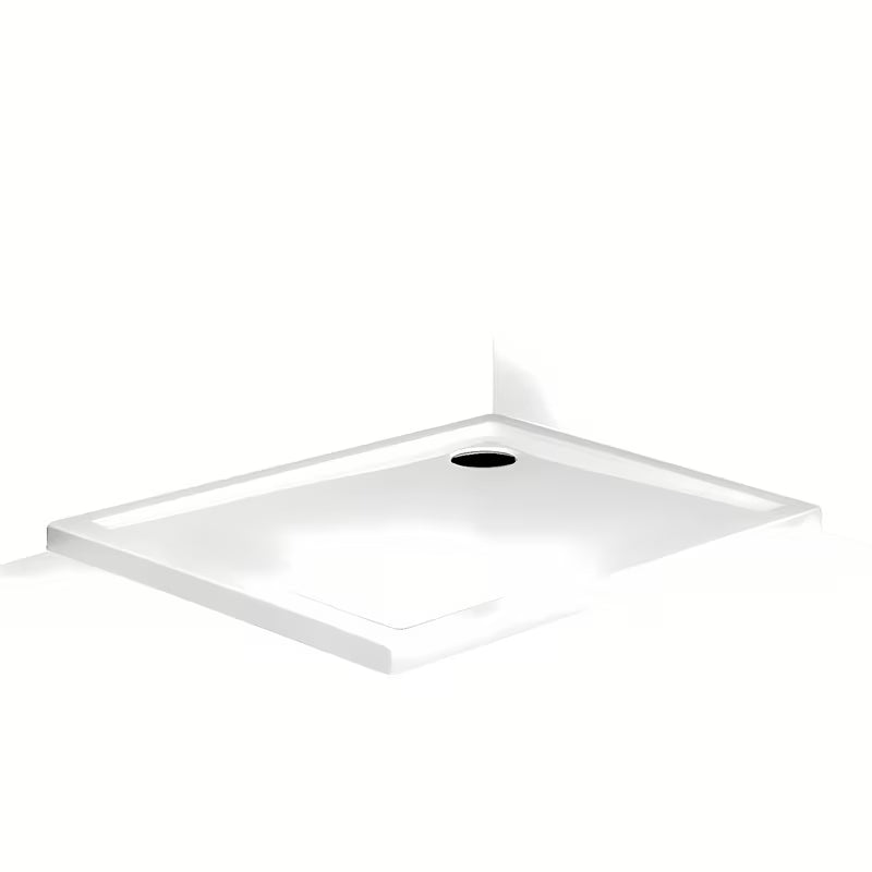 Stačiakampis dušo padėklas Roth Flat Kvadro 80x90 cm iš balto akrilo su žemu įėjimu
