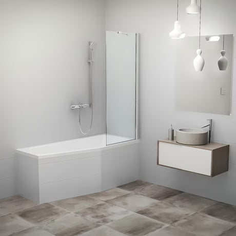 Stacionari vonios sienelė Roth Pxv1 152x70 cm su skaidriu stiklu ir chromo profiliu