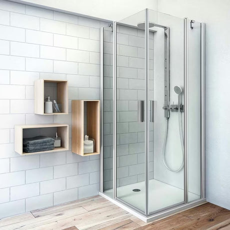 Dušo durys Roth Tower Line 90 cm, blizgus chromas, skaidrus stiklas