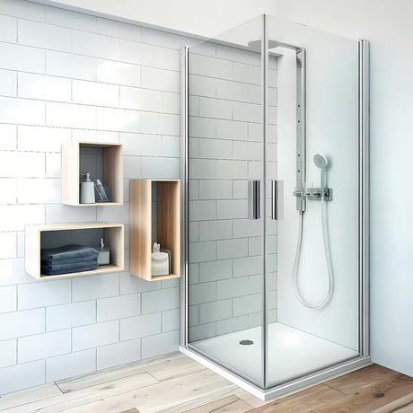 Roth Tower Line dušo durys 90 cm blizgaus chromo spalvos su skaidriu stiklu ir varstomu atidarymu
