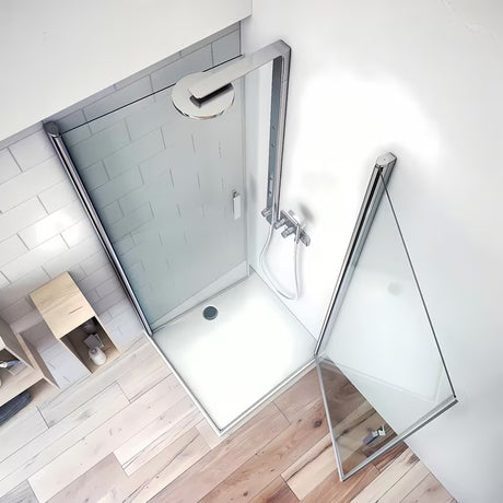 Roth Tower Line dušo durys 90 cm blizgaus chromo spalvos su skaidriu stiklu ir varstomu atidarymu