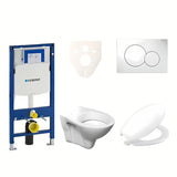 Pakabinami WC komplektas S-Line Pro su moduliu Geberit Duofix, sėdyne URBAN ir baltu mygtuku Sigma 01
