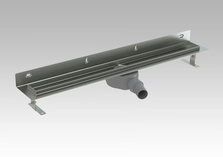 Nerūdijančio plieno dušo latakas S-Line Klasik 75 cm su grotelėmis, pro montavimas ke sienos, blizgus.