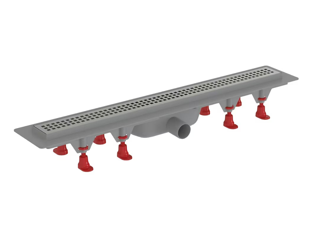 Dušo latakas S-Line Multi 65 cm, blizgios apdailos, su kvadratėlių dekoro grotelėmis