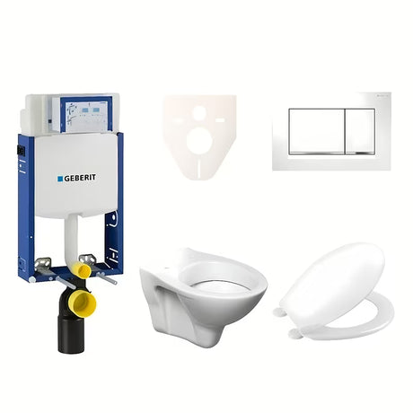 Pakabinami WC komplektas S-Line Pro su moduliu Geberit Kombifix, sėdyne URBAN ir mygtuku Sigma 30