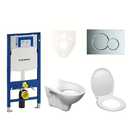 Pakabinami WC komplektas S-Line Pro su moduliu Geberit Duofix, Sigma 01 mygtuku ir KLOZETAS sėdyne