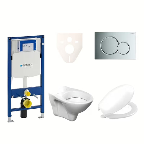 Pakabinami WC komplektas S-line Pro su moduliu Geberit Duofix, sėdyne URBAN ir mygtuku Sigma 01 chromo spalvos.
