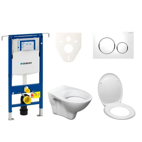 Pakabinami WC komplektas S-line Pro su moduliu Geberit Duofix, sėdyne EASY2233 ir mygtuku Sigma 20