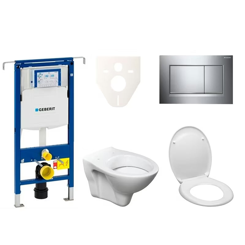 Pakabinami WC komplektas S-Line Pro su moduliu Geberit Duofix, nuleidimo mygtuku Sigma 30 ir KLOZETAS sėdyne