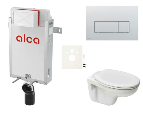 Pakabinami WC komplektas S-Line Pro su įmontuojamu moduliu, bakeliu Alca ir Duroplast sėdyne