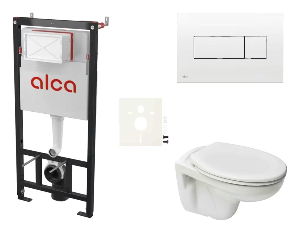 Pakabinami WC komplektas S-Line Pro su potinkiniu moduliu, bakeliu ir sėdyne pro moderniam vonios kambariui.