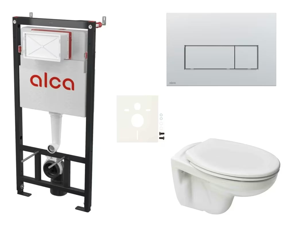 Pakabinami WC komplektas S-Line Pro su potinkiniu moduliu, bakeliu Alca ir duroplasto sėdyne