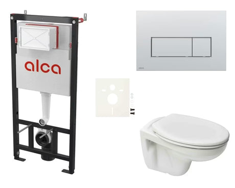 Pakabinami WC komplektas S-Line Pro su potinkiniu moduliu, bakeliu Alca ir duroplasto sėdyne