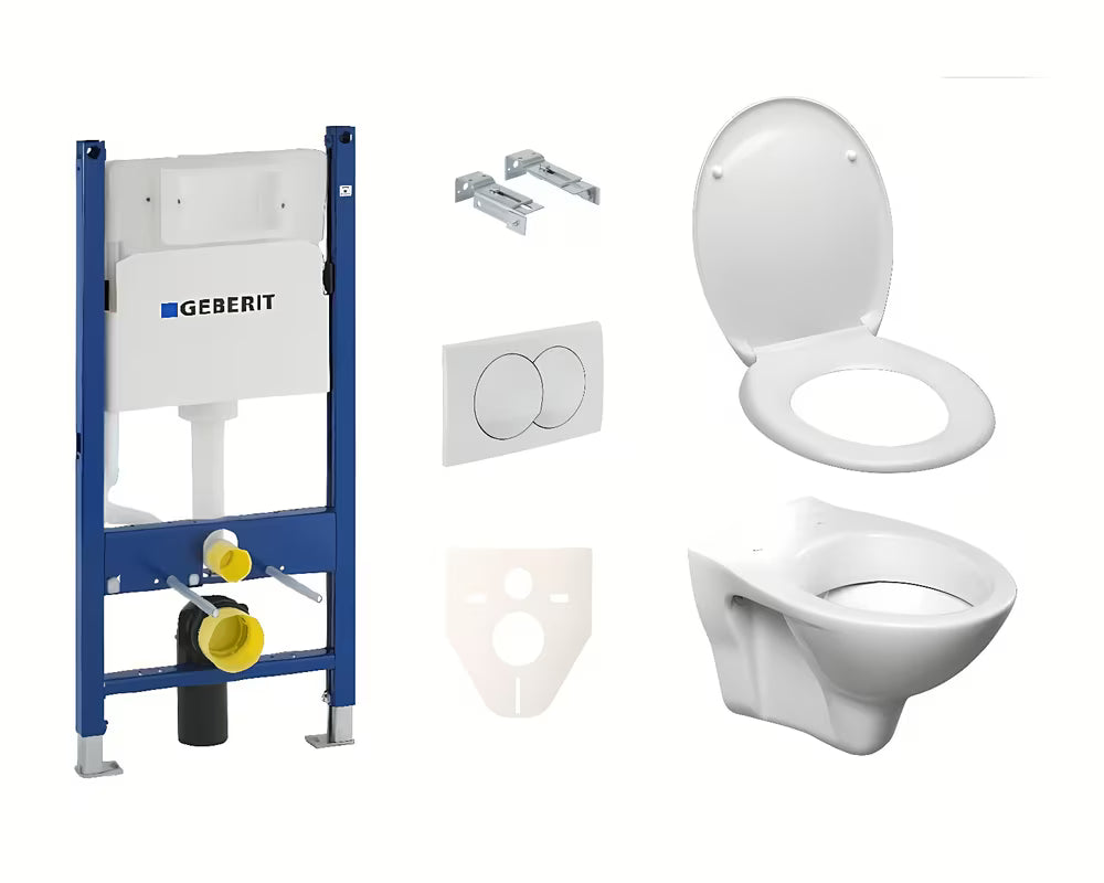 Pakabinami WC komplektas S-line Pro su moduliu Geberit Duofix, mygtuku Delta 20 ir sėdyne