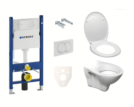Pakabinami WC komplektas S-line Pro su moduliu Geberit Duofix, mygtuku Delta 20 ir sėdyne