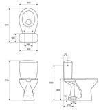 Pastatomas WC kombinuotas klozetas S-Line Pro baltos spalvos, su giliu nuplovimu ir dvigubu nuleidimu 3/6 l