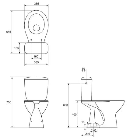 Pastatomas WC kombinuotas klozetas S-Line Pro baltos spalvos, su giliu nuplovimu ir dvigubu nuleidimu 3/6 l