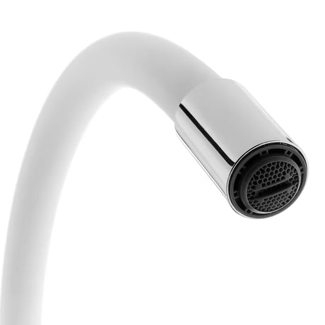 S-Line svirtinis virtuvinis maišytuvas balta/chrom su silikoniniu lanksčiu laikikliu