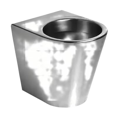 Nerūdijančio plieno antivandalinis pastatomas WC Sanela Supersteel su matiniu paviršiumi ir kūgine forma