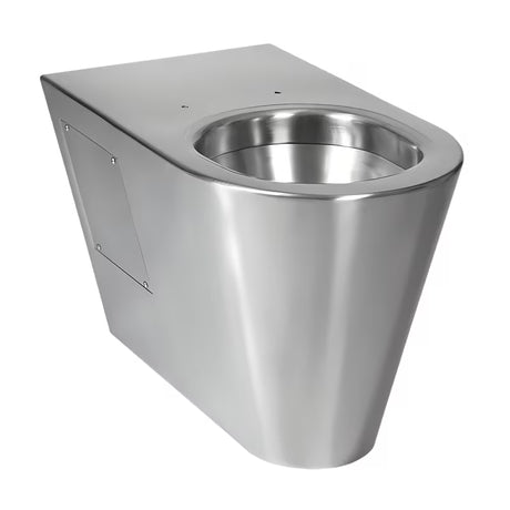 Nerūdijančio plieno antivandalinis pastatomas WC Sanela Supersteel su matiniu paviršiumi pro intensyviam naudojimui.