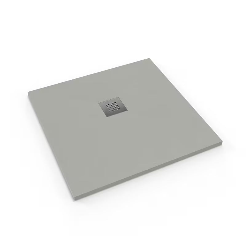 Kvadratinis dušo padėklas SAT Alek 90x90 cm iš lieto marmuro, gris spalvos