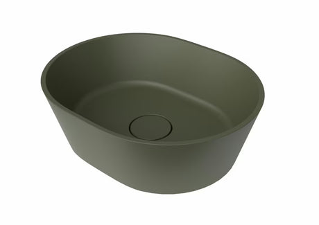 Žalias pastatomas ant stalviršio praustuvas SAT Aula iš lieto marmuro be skylės maišytuvui  ir be perpylimo