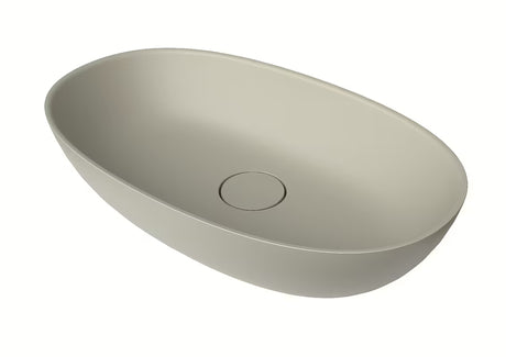 Smėlio spalvos pastatomas ant stalviršio praustuvas SAT Aula 60x36 cm iš lieto marmuro be perpylimo