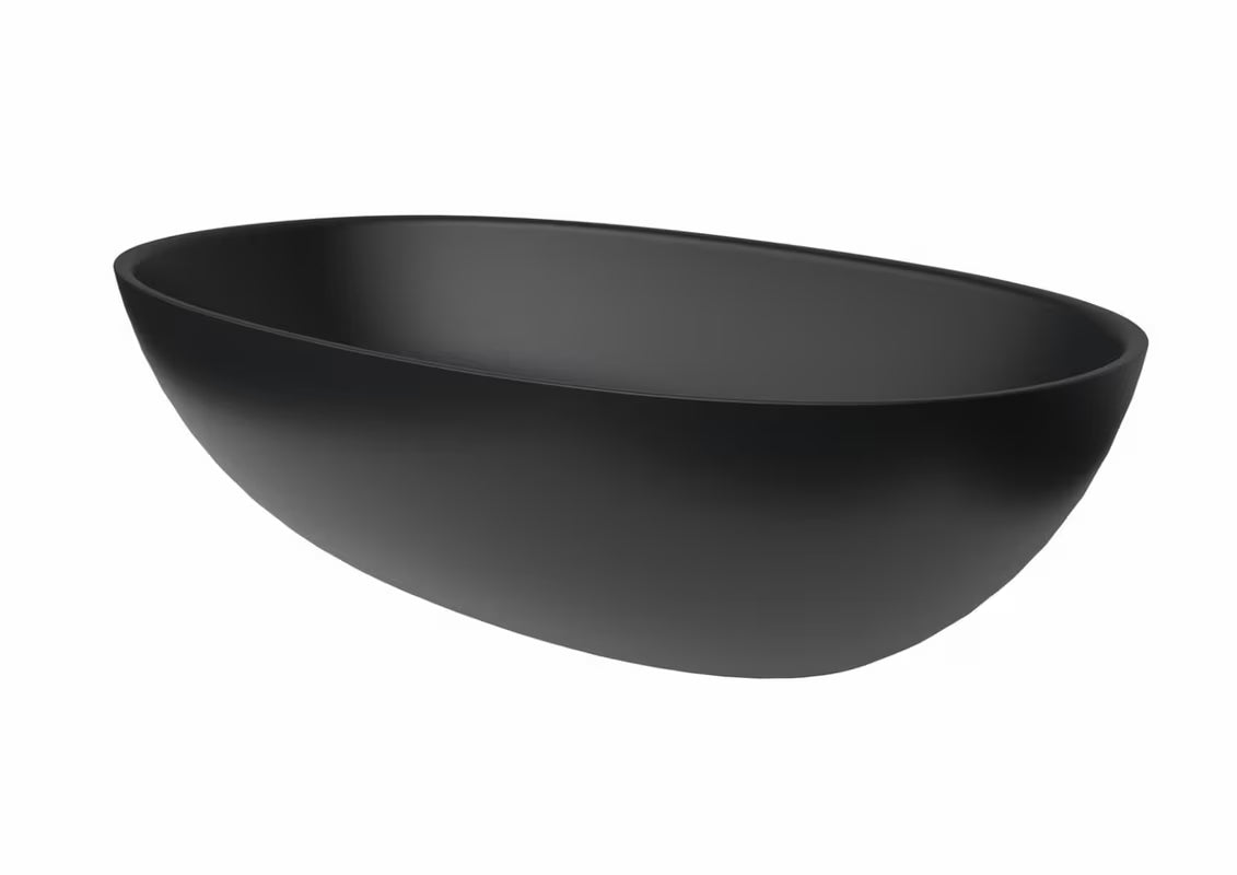 Juodi pastatomas ant stalviršio praustuvas SAT Aula iš lieto marmuro, 60x36 cm