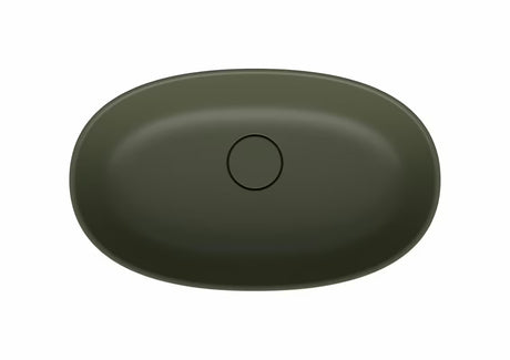 Žali pastatomas ant stalviršio praustuvas SAT Aula 60x36 cm iš lieto marmuro be perpylimo