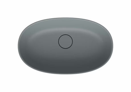 Šviesiai pilki pastatomas ant stalviršio praustuvas SAT Aula 60x36 cm iš lieto marmuro be perpylimo